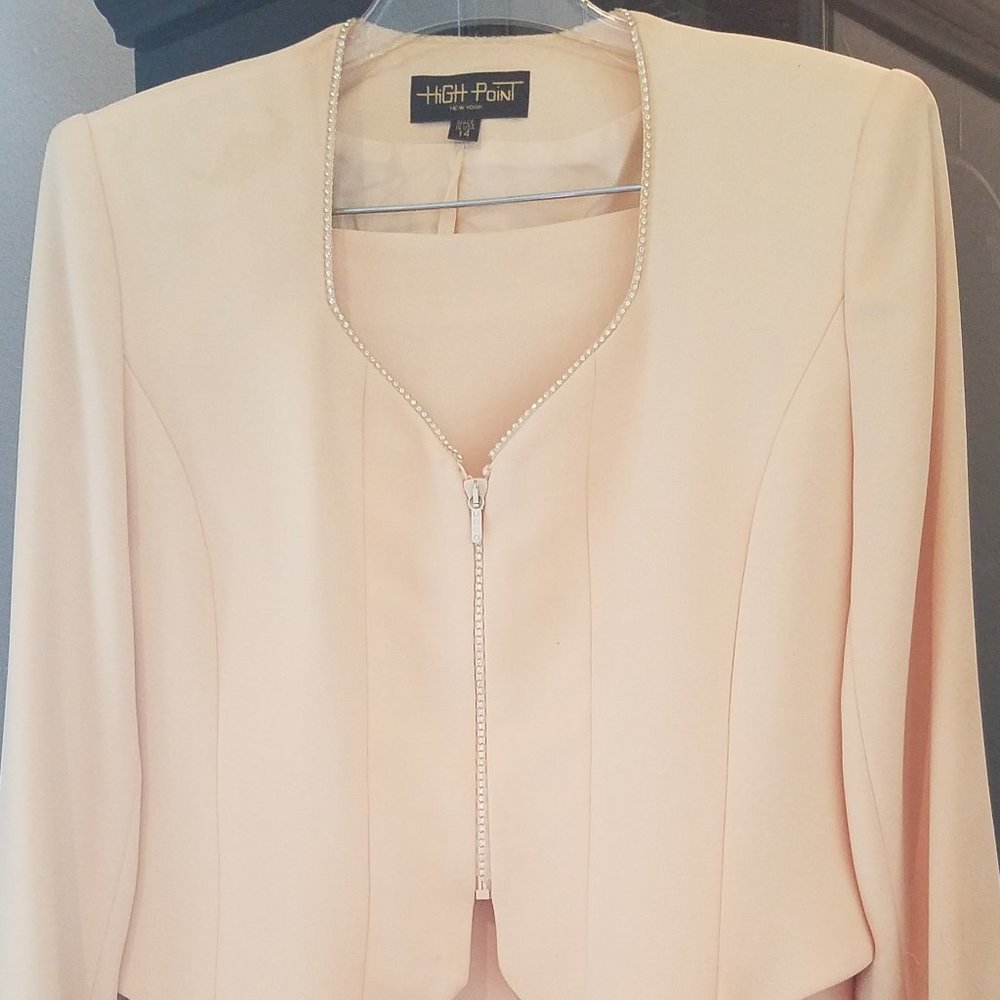 2-pc Dress Suit w/Rhinestone Trim Jacket